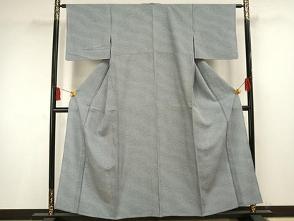 平和屋着物▽上質な小紋 単衣 流水文 銀通し地 正絹 逸品 AAAV2718fy