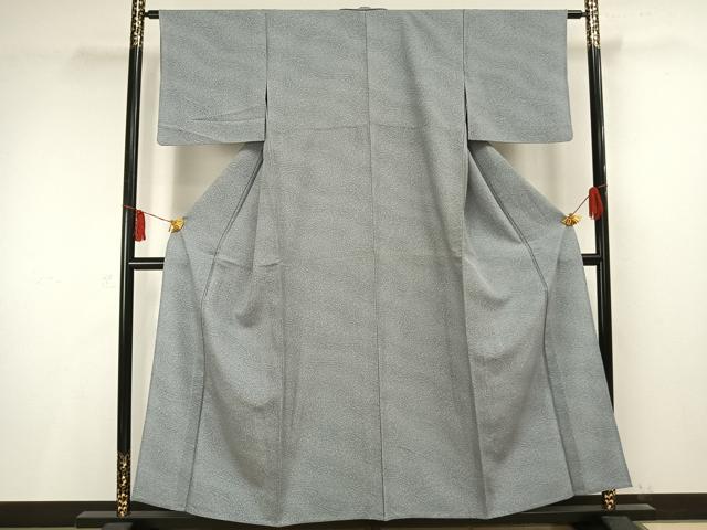 平和屋着物▽上質な小紋 単衣 流水文 銀通し地 正絹 逸品 AAAV2718fy