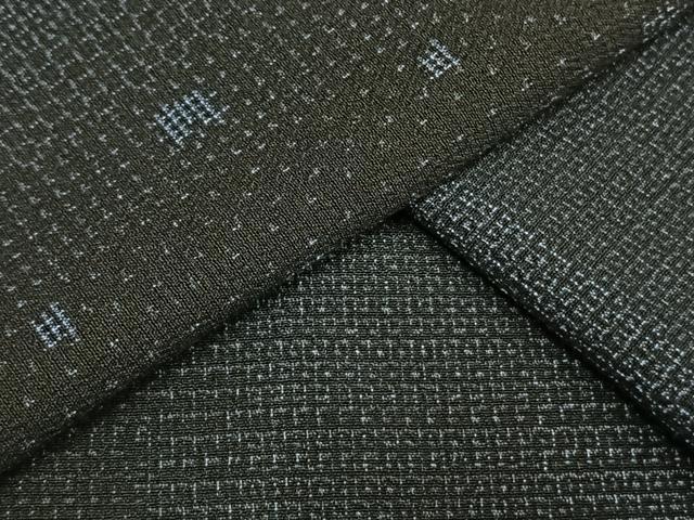 平和屋着物▽本塩沢 単衣 110亀甲 間道 正絹 逸品 AAAV2722fy