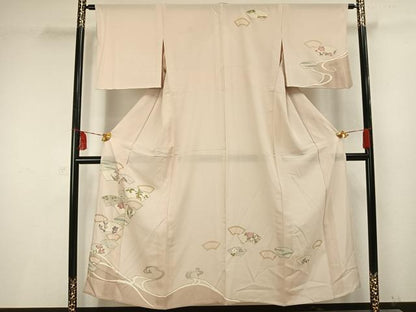 平和屋着物▽訪問着 単衣 地紙花文 金彩 正絹 逸品 AAAV2723fy