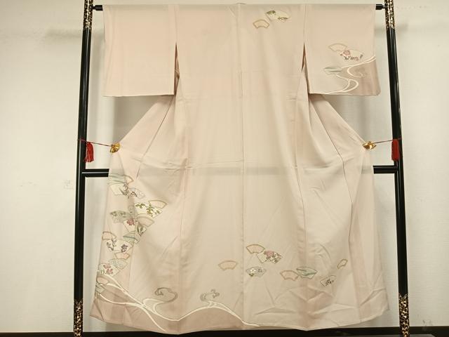 平和屋着物▽訪問着 単衣 地紙花文 金彩 正絹 逸品 AAAV2723fy