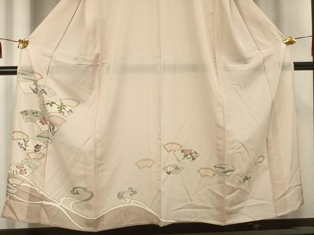平和屋着物▽訪問着 単衣 地紙花文 金彩 正絹 逸品 AAAV2723fy