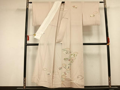 平和屋着物▽訪問着 単衣 地紙花文 金彩 正絹 逸品 AAAV2723fy