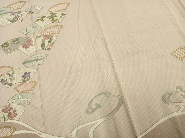 平和屋着物▽訪問着 単衣 地紙花文 金彩 正絹 逸品 AAAV2723fy