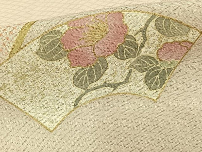 平和屋着物▽訪問着 単衣 地紙花文 金彩 正絹 逸品 AAAV2723fy