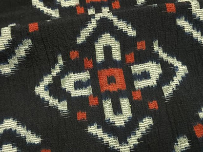 平和屋着物▽上質な紬 単衣 絞り 菱文 綿 逸品 AAAV2724fy