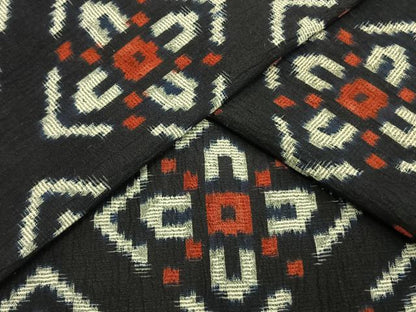 平和屋着物▽上質な紬 単衣 絞り 菱文 綿 逸品 AAAV2724fy