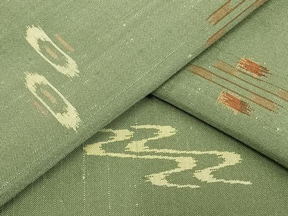 平和屋着物▽上質な紬 単衣 琉球絣 正絹 逸品 AAAV2725fy