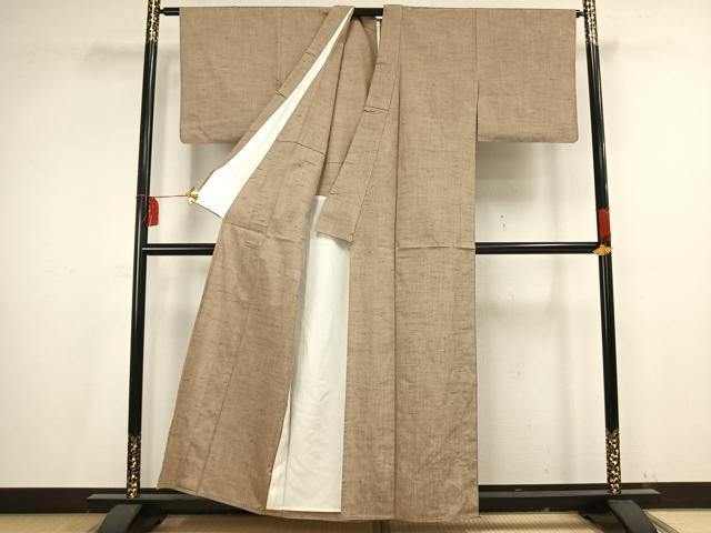 平和屋着物▽上質な紬 単衣 霞文 正絹 逸品 AAAV2727fy