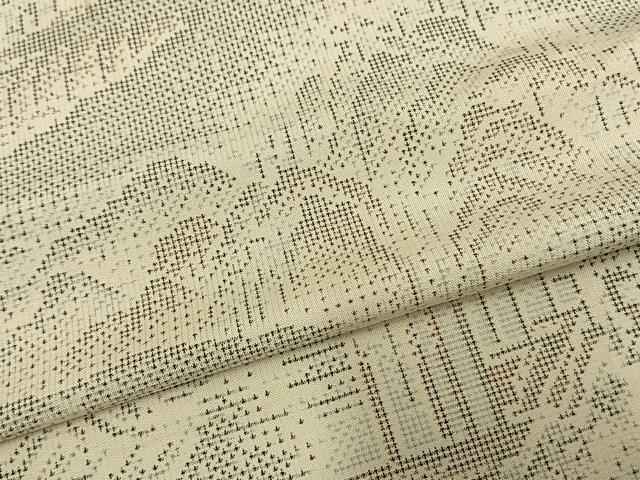 平和屋着物▽本場大島紬　単衣　白大島　9マルキ　風景文　正絹　逸品　AAAV2728fy