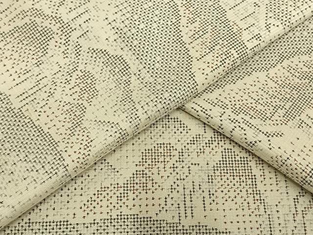 平和屋着物▽本場大島紬　単衣　白大島　9マルキ　風景文　正絹　逸品　AAAV2728fy