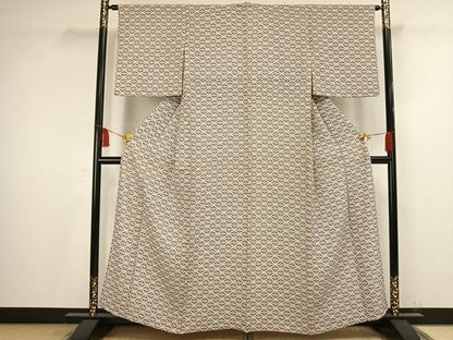 平和屋着物▽上質な小紋 単衣 向かい鶴菱文 正絹 逸品 AAAV2729fy