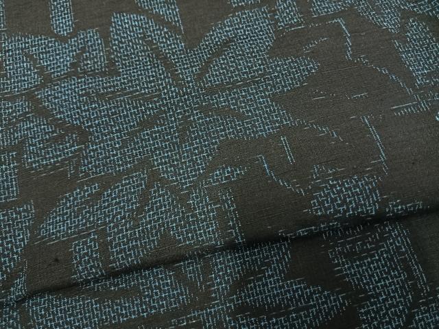 平和屋着物▽結城紬　単衣　楓　竹　証紙付き　正絹　逸品　未使用　AAAV2730fy