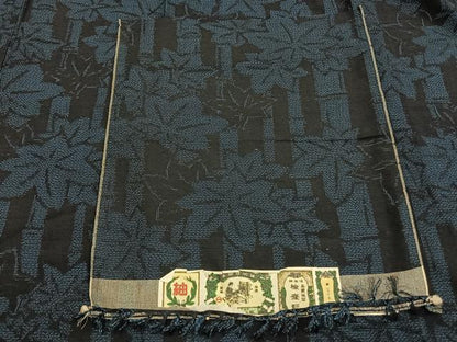 平和屋着物▽結城紬　単衣　楓　竹　証紙付き　正絹　逸品　未使用　AAAV2730fy