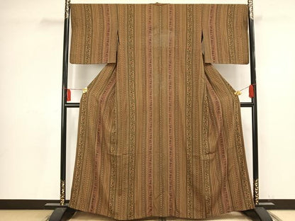 平和屋着物▽上質な小紋 単衣 草花間道 正絹 逸品 AAAV2731fy