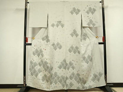 平和屋着物▽訪問着 単衣 樹林飛鳥文 ますいわ屋扱い 正絹 逸品 AAAV2735fy