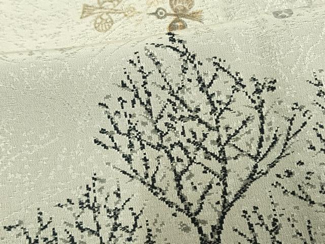平和屋着物▽訪問着 単衣 樹林飛鳥文 ますいわ屋扱い 正絹 逸品 AAAV2735fy