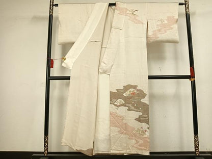 平和屋着物▽訪問着　単衣　刺繍　道長花文　金彩　正絹　逸品　AAAV2736fy