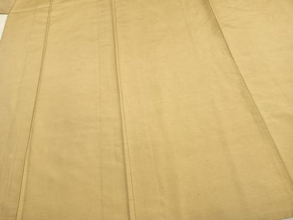 平和屋着物▽上質な紬 単衣 色無地 枯色 正絹 逸品 AAAV2737fy