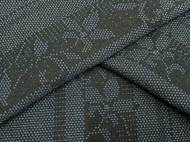 平和屋着物▽本塩沢 単衣 草花間道 正絹 逸品 AAAV2738fy