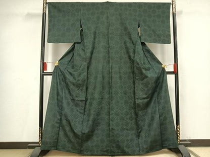 平和屋着物▽上質な紬 単衣 蜀江花文 正絹 逸品 AAAV2739fy