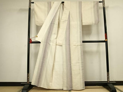 平和屋着物▽上質な紬 単衣 縞 正絹 逸品 AAAV2741fy