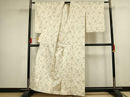 平和屋着物▽上質な紬 単衣 舞花文 正絹 逸品 未使用 AAAV2742fy