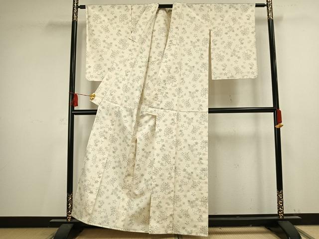 平和屋着物▽上質な紬 単衣 舞花文 正絹 逸品 未使用 AAAV2742fy
