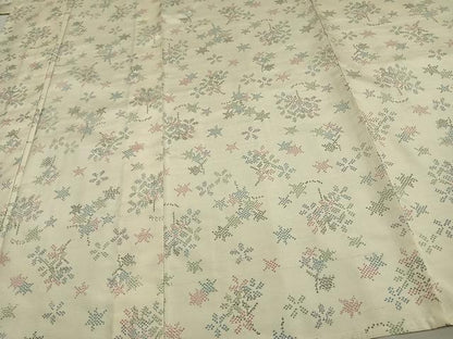 平和屋着物▽上質な紬 単衣 舞花文 正絹 逸品 未使用 AAAV2742fy