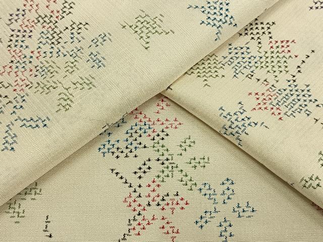 平和屋着物▽上質な紬 単衣 舞花文 正絹 逸品 未使用 AAAV2742fy