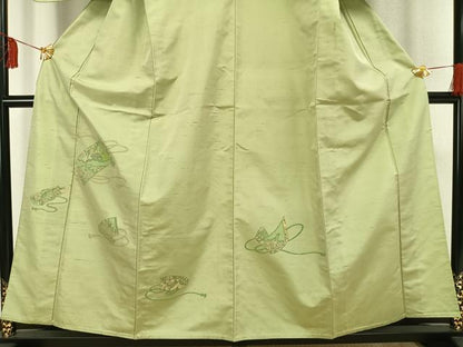 平和屋着物▽京の名門・菱屋六右ェ門 紬 訪問着 単衣 花絵巻文 正絹 逸品 未使用 AAAV2748fy