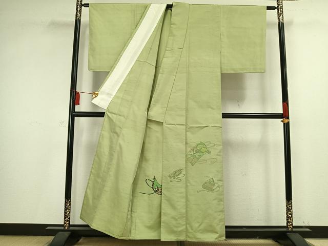 平和屋着物▽京の名門・菱屋六右ェ門 紬 訪問着 単衣 花絵巻文 正絹 逸品 未使用 AAAV2748fy
