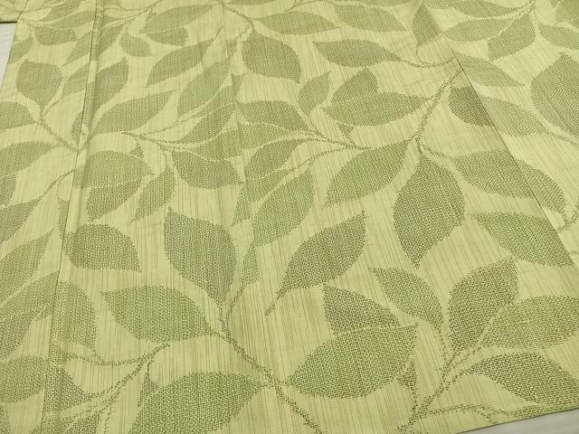 平和屋着物▽上質な紬 単衣 枝葉文 正絹 逸品 AAAV2749fy