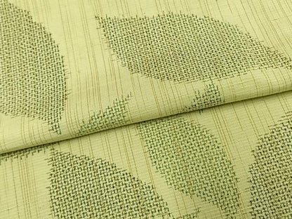 平和屋着物▽上質な紬 単衣 枝葉文 正絹 逸品 AAAV2749fy