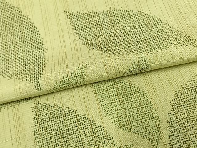 平和屋着物▽上質な紬 単衣 枝葉文 正絹 逸品 AAAV2749fy