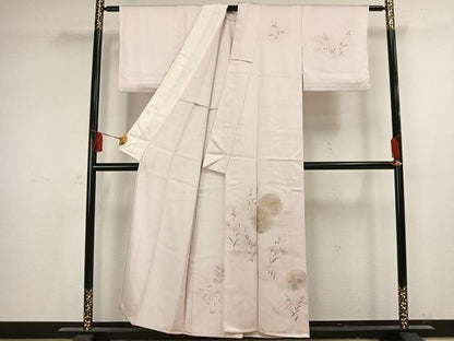 平和屋着物▽訪問着 単衣 手描き 流水雪輪草花文 暈し染め 金彩 正絹 逸品 AAAV2750fy