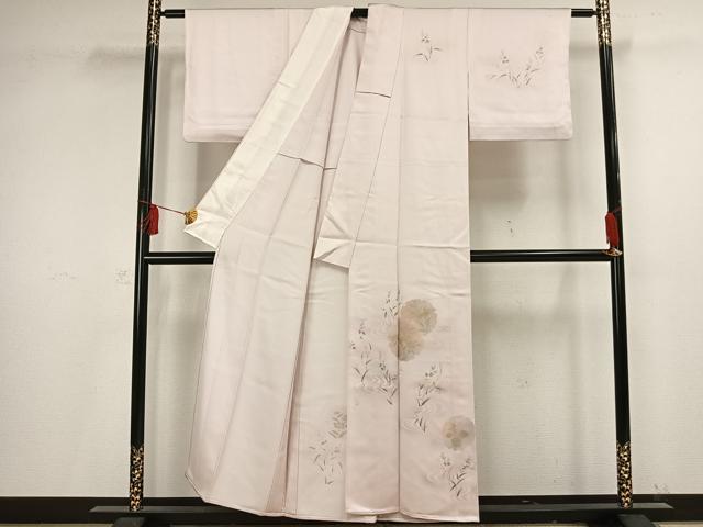 平和屋着物▽訪問着 単衣 手描き 流水雪輪草花文 暈し染め 金彩 正絹 逸品 AAAV2750fy