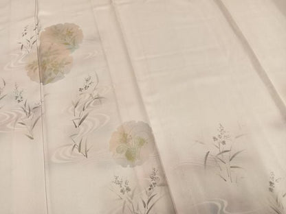 平和屋着物▽訪問着 単衣 手描き 流水雪輪草花文 暈し染め 金彩 正絹 逸品 AAAV2750fy