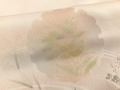 平和屋着物▽訪問着 単衣 手描き 流水雪輪草花文 暈し染め 金彩 正絹 逸品 AAAV2750fy
