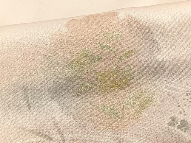 平和屋着物▽訪問着 単衣 手描き 流水雪輪草花文 暈し染め 金彩 正絹 逸品 AAAV2750fy