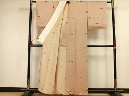平和屋着物▽上質な小紋 単衣 扇面青海波 正絹 逸品 AAAV2752fy