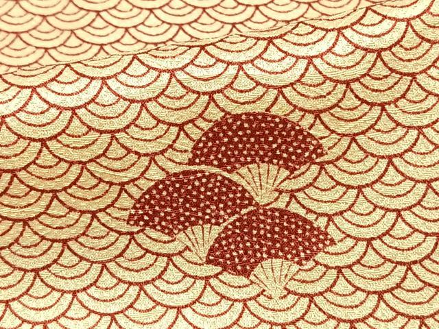 平和屋着物▽上質な小紋 単衣 扇面青海波 正絹 逸品 AAAV2752fy