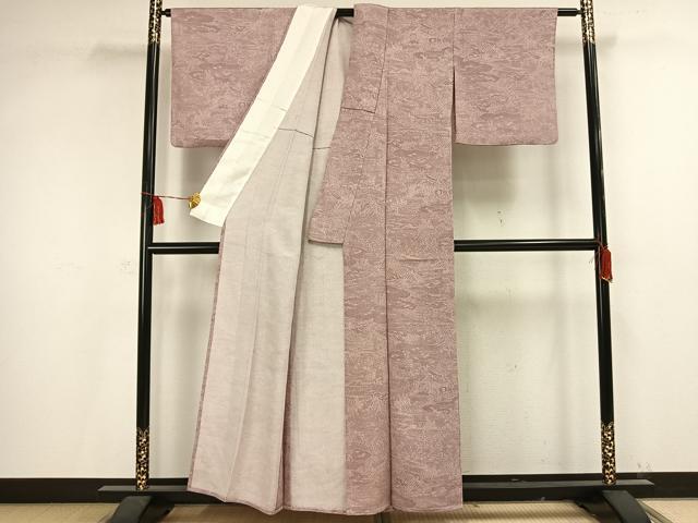 平和屋着物▽伝統工芸士 廣瀬雄望 江戸小紋 単衣 風景草花文 正絹 逸品 AAAV2753fy
