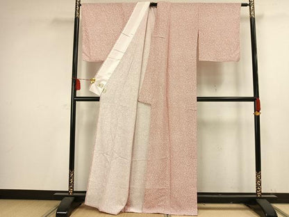 平和屋着物▽小紋 単衣 山野愛子 手描き 葉尽くし 洗える着物 AAAV2754fy