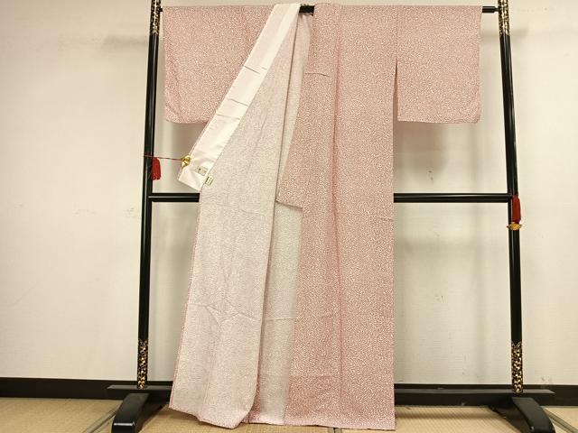 平和屋着物▽小紋 単衣 山野愛子 手描き 葉尽くし 洗える着物 AAAV2754fy