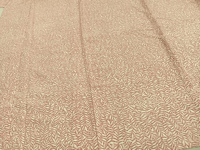 平和屋着物▽小紋 単衣 山野愛子 手描き 葉尽くし 洗える着物 AAAV2754fy