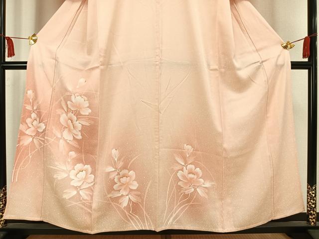 平和屋着物▽訪問着 単衣 手描き 草花文 正絹 逸品 AAAV2760fy