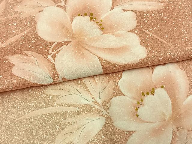 平和屋着物▽訪問着 単衣 手描き 草花文 正絹 逸品 AAAV2760fy