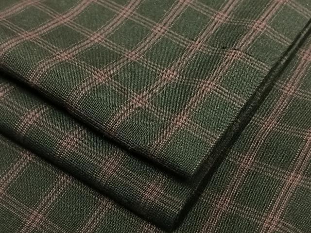 平和屋着物▽上質な紬 単衣 格子 正絹 逸品 AAAV2763fy
