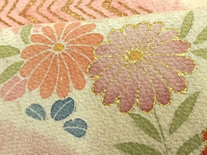 平和屋着物▽訪問着 単衣 友禅 絞り 流水草花文 金彩 正絹 逸品 AAAV2764fy